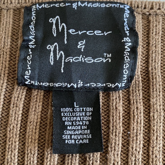 Mercer & Madison cotton ribbed pullover heavily embellished / embroidered sleeve - Picture 5 of 13